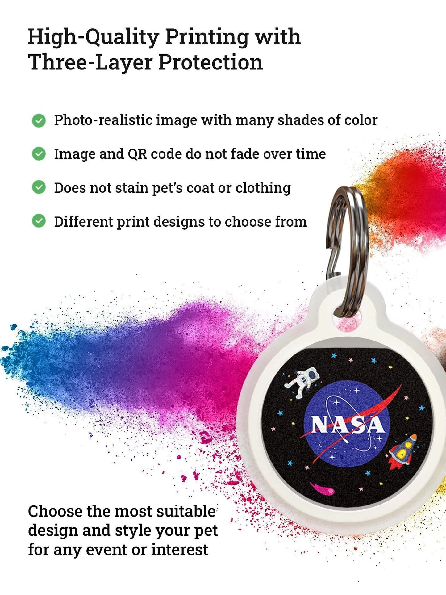 Silicone QR Code Pet ID Tag – Yin Yang Design (Size L)