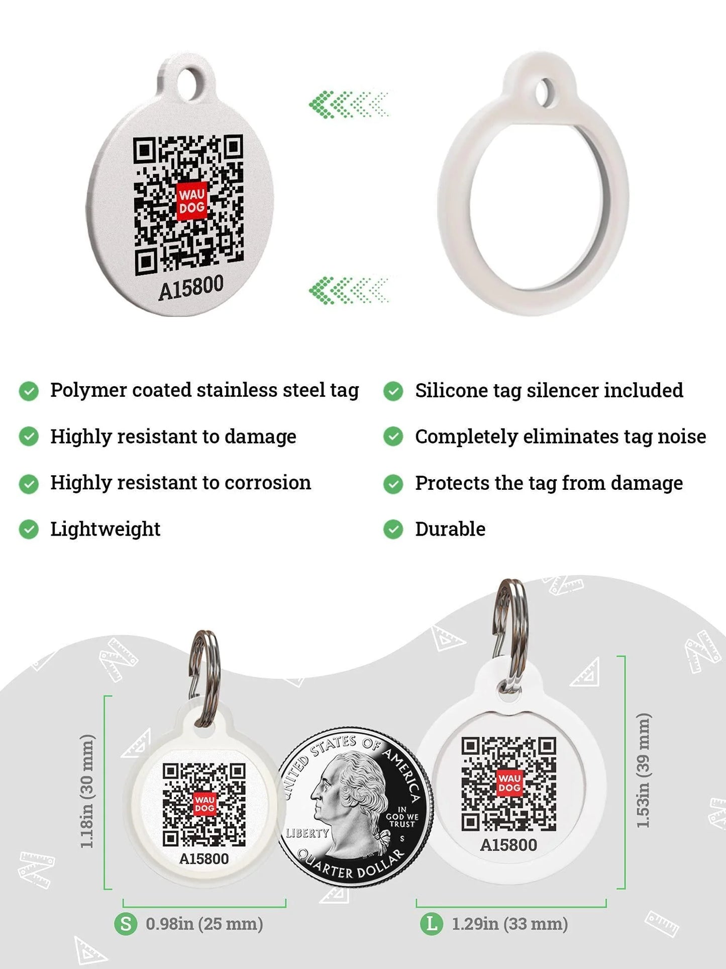 Silicone QR Code Pet ID Tag – Yin Yang Design (Size L)