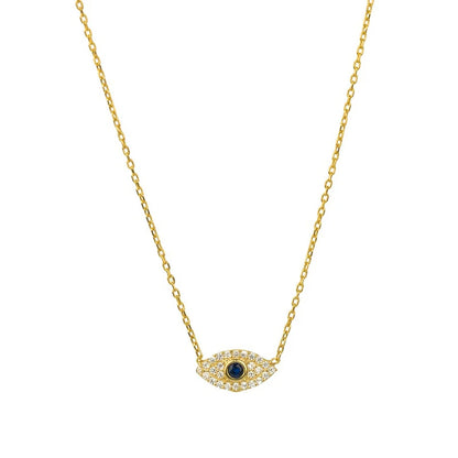 925 Sterling Silver Korean Fashion INS Evil Eye Diamond Pendant Necklace for Women Girls Gifts Party Fine Jewelry Collares